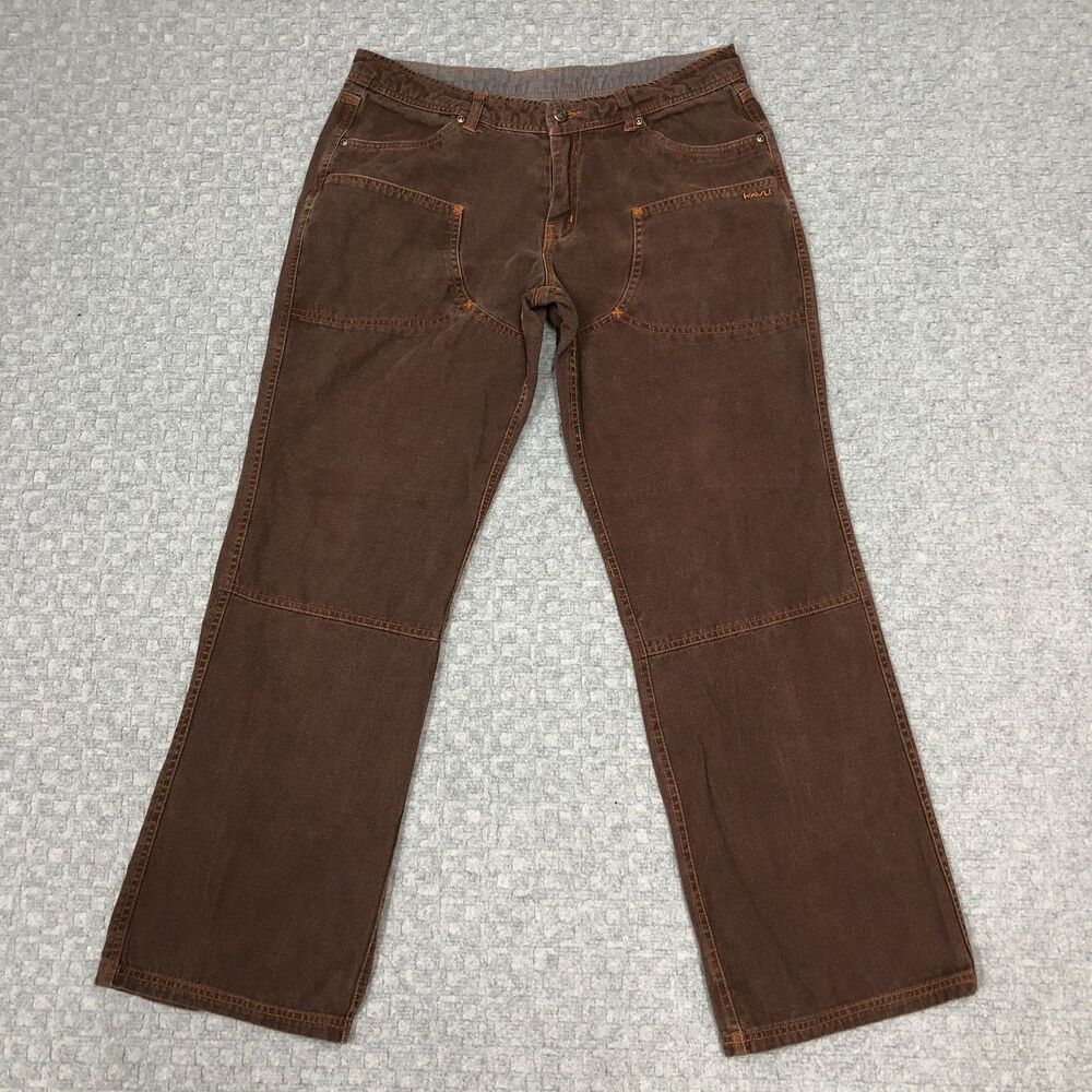 KAVU Pants Womens 10 Brown Hemp Cotton Canvas Carpenter Straight Leg Casual